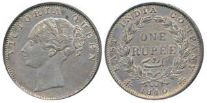 Victoria Queen, Silver Rupee, 1840, Continuous Legend, Bombay Mint, English Head with Modi
