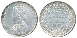 Victoria Queen, Silver Rupee, 1862, Bombay Mint, D / II, double lines to the curves of the