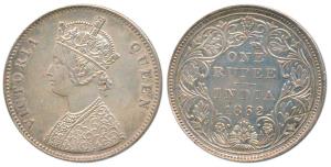 Victoria Queen, Silver Rupee, 1862, Bombay Mint, A / II / 0 / 10, (Prid 93). Nice mint lus