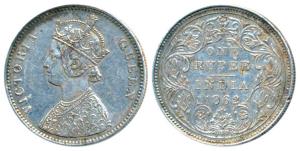 Victoria Queen, Silver Rupee, 1862, Bombay Mint, A / II / 1 / 10, (Prid 95). Very Fine+, R