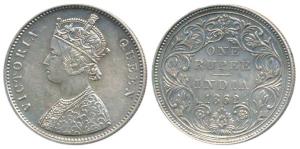 Victoria Queen, Silver Rupee, 1862, Bombay Mint, A / II / 0 / 12, (Prid 100). Extremely Fi