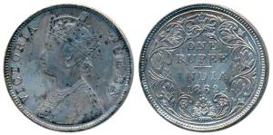 Victoria Queen, Silver Rupee, 1862, Bombay Mint, B / II / 2 / 3, (Prid 74). Very Fine+, Ra