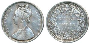 Victoria Queen, Silver Rupee, 1862, Bombay Mint, B / II / 0 / 6, Unlisted in Pridmore. Ver