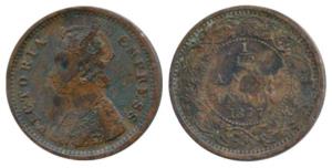 Victoria Empress, Copper 1/12 Anna, 1877, Bombay Mint, Obverse A, (Prid 807). Very Fine+, 