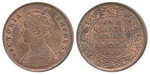 Victoria Empress, Copper ¼ Anna, 1898, Calcutta Mint, (Prid 631). Extremely Fine, Very Rar