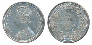 Victoria Empress, Silver ¼ Rupee, 1879, Calcutta Mint, C / II / C incuse, (Prid 384). Extr