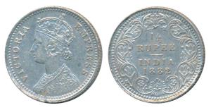 Victoria Empress, Silver ¼ Rupee, 1882, Calcutta Mint, C / II / C incuse, (Prid 387). A sc