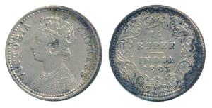 Victoria Empress, Silver ¼ Rupee, 1883, Calcutta Mint, C / II / C incuse, (Prid 388). Abou