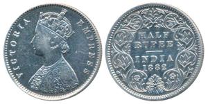 Victoria Empress, Silver ½ Rupee, 1882, Calcutta Mint, A / I / C incuse, (Prid 266). Very 