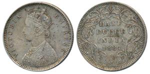 Victoria Empress, Silver ½ Rupee, 1887, Bombay Mint, A / II / B raised, (Prid 296). Very F
