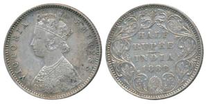 Victoria Empress, Silver ½ Rupee, 1888, Bombay Mint, A / II / No mint mark, (Prid 297). Ve