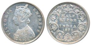 Victoria Empress, Silver ½ Rupee, 1894, Calcutta Mint, A / I / C incuse, (Prid 278). About