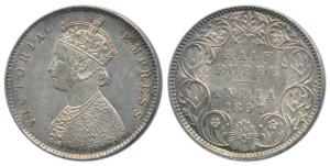 Victoria Empress, Silver ½ Rupee, 1897, Bombay Mint, A / I / B incuse, (Prid 305). About U
