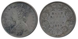 Victoria Empress, Silver ½ Rupee, 1899, Calcutta Mint, A / I / C incuse, (Prid 282). Very 