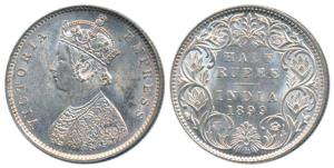 Victoria Empress, Silver ½ Rupee, 1899, Bombay Mint, A / I / B incuse, Inverted ’B’, (Prid