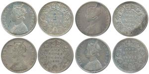 Victoria Empress, Silver Rupee (4), 1880, Calcutta Mint, A1 / I / C incuse, (Prid 118); Bo