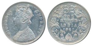 Victoria Empress, Silver Rupee, 1881, Bombay Mint, A3 / IV / Dot, (Prid 157). Slight scrat