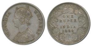 Victoria Empress, Silver Rupee, 1898, Calcutta Mint, C3 / I / C incuse, (Prid 137). About 