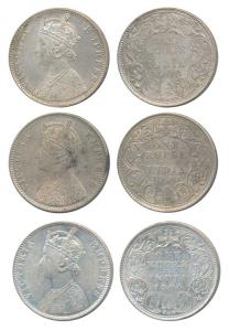 Victoria Empress, Silver Rupee (3), 1900, Calcutta Mint, C3 / I / C incuse, (Prid 138); Bo