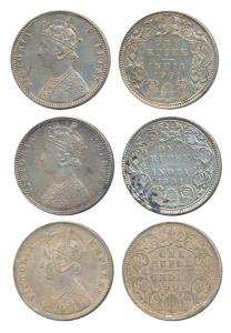 Victoria Empress, Silver Rupee (3), 1901, Calcutta Mint, C3 / I / C incuse, (Prid 139); Bo