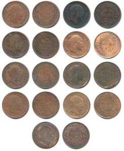 Edward VII, Copper & Bronze ½ Pice (9), 1903, Calcutta Mint, (Prid 735); 1904, Calcutta Mi