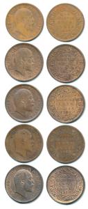 Edward VII, Bronze ¼ Anna (5), 1906, Calcutta Mint, (Prid 651); 1907, Calcutta Mint, (Prid