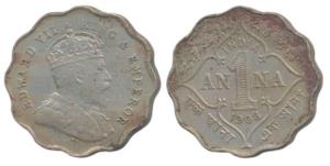 Edward VII, Cupro-Nickel, 1 Anna, 1908, Bombay Mint, B incuse, (Prid 927). Very Fine+, Sca
