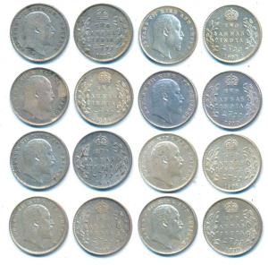 Edward VII, Silver 2 Annas (8), 1903, Calcutta Mint, (Prid 556); 1904, Calcutta Mint, (Pri