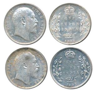 Edward VII, Silver Rupee (2), 1903, Bombay Mint, B incuse & without dot on the vine, (Prid
