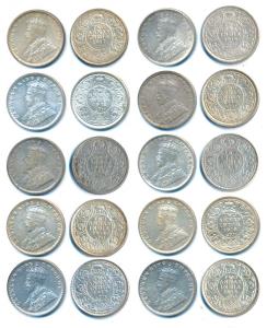 George V, Silver 2 Annas (10), 1912, Calcutta Mint, (Prid 565); Bombay Mint, (Prid 571); 1