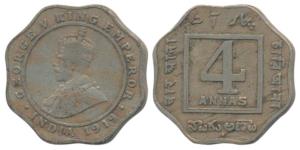 George V, Cupro-Nickel, 4 Annas, 1919, Bombay Mint, (Prid 877). Very Fine, Scarce.
