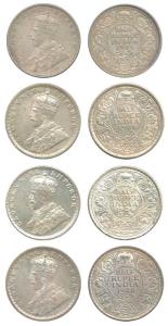 George V, Silver ½ Rupee (4), 1925, Calcutta and Bombay Mint, (Prid 328 & 347); 1926, Calc