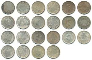 George VI, Half Silver ½ Rupee, 11 different types, 1940, Calcutta Mint, A / I / No dot, (