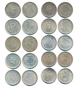 George VI, Half Silver Rupee (10), 1940, A / I, (Prid 237); 1941, A / I, (Prid 239), longe