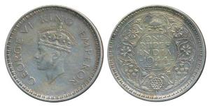 George VI, Half Silver Rupee, 1944, Lahore Mint, Mule, C / II / L raised, II dies of Bomba