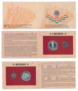 1997 Uncirculated Set, 50th Anniversary of India’s Independence (1947-1997), set of 2, 50 