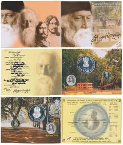2011 Uncirculated Set, 150th Birth Anniversary of Rabindranath Tagore, set of 2, Rupees 5 