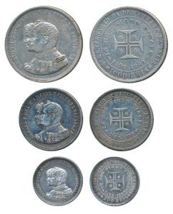 Portugal, Carlos I, Silver 1000, 500 and 200 Reis, 1898, 400th Anniversary of Discovering 