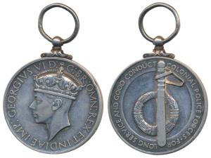 Colonial Police Long Service and Good Conduct medal, Silver, George VI, awarded to PC Ibra
