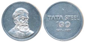 Tata Steel, Silver, 100g, portrait of Jamshedji Tata on obv., name of the company with 100
