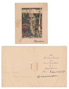Autograph of Mahararaja Ranjit Singhji of Nawanagar, a seasons greetings card, signed by R