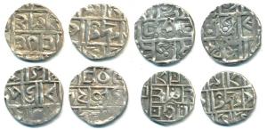 Rupa Narayan, Prana Narayan, Upendra Narayana, Devendra Narayan, Silver ½ Rupee. Very Fine