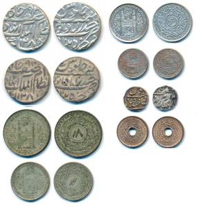 Afzal ud-Daula, Silver Rupee (2), AH 1281/8; Mir Mehbub Ali Khan, Silver 1/8 Rupee (1); Mi