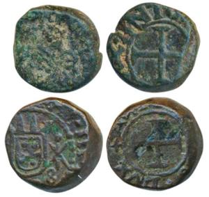 Diu, Peter as Prince Regennt, Copper Bazaruco, 4.75g; Peter II, Copper Bazaruco, 7.29g, cr