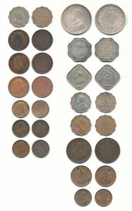 Edward VII, Copper ½ Pice (3), 1904, 1906, 1907; 1 Anna, 1908 and 1/12 Anna (3), 1908, 190