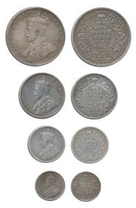 George V, set of 4, Silver Rupee, ½, ¼ and 2 Annas, 1912, 1916 and 1913 (2). Fine+ to Very