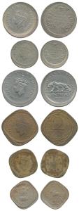 George VI, Half Silver, Cupro Nickel and Brass, Error, all slightly off center, ½ Rupee (2