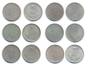 George VI, Silver Rupee (6), 1940, 1941, 1942, 1943, 1944 and 1945, Bombay Mint. Very Fine