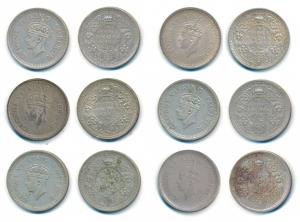 George VI, Half Silver Rupee (6), 1944 (2) and 1945 (4), all Lahore Mint. Very Fine to Ext