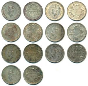 George VI, Half Silver Rupee, 1940 (2), 1942 (3), 1945 (2), Bombay Mint. Fine+ to Very Fin